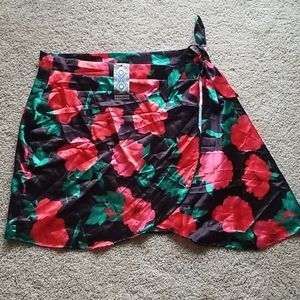 Satin Rose Wrap Skirt